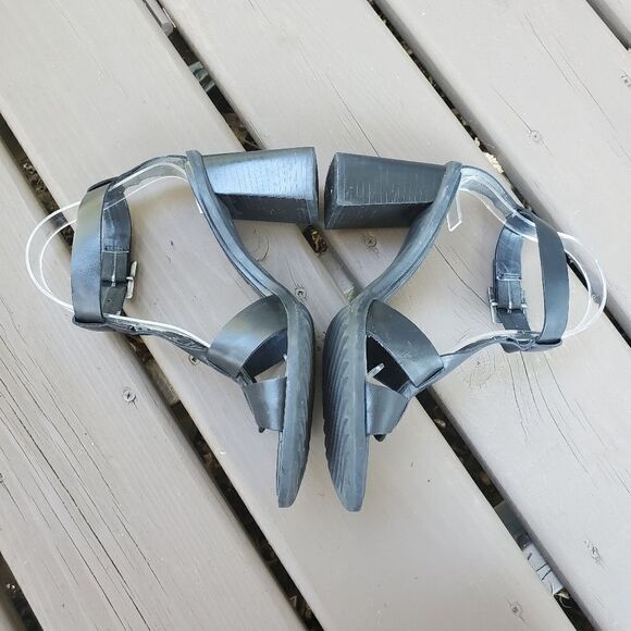 Vintage 90s y2k Black Leather Greek Fisherman Chunky Heeled Caged Jesus Sandals - Picture 3 of 9